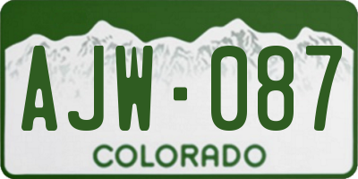 CO license plate AJW087