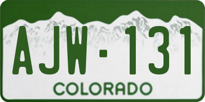 CO license plate AJW131