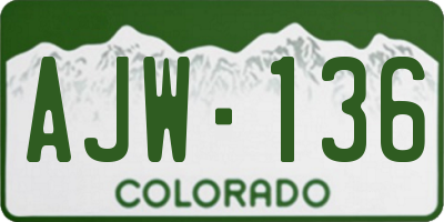 CO license plate AJW136