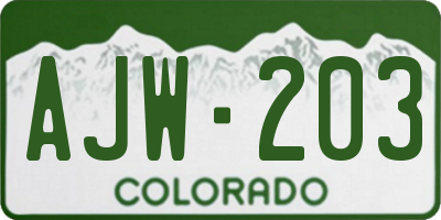 CO license plate AJW203
