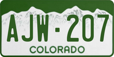 CO license plate AJW207