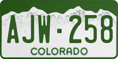 CO license plate AJW258