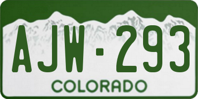 CO license plate AJW293