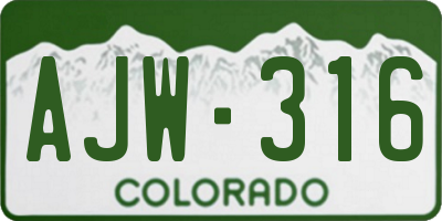 CO license plate AJW316