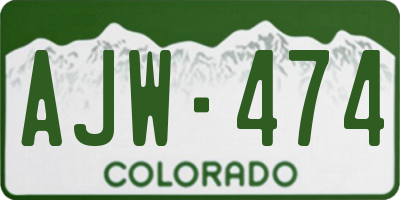 CO license plate AJW474