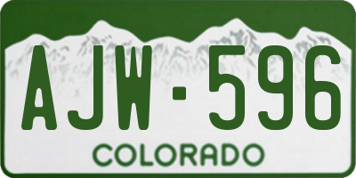 CO license plate AJW596