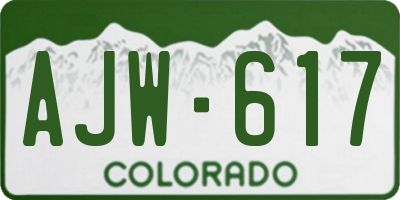 CO license plate AJW617