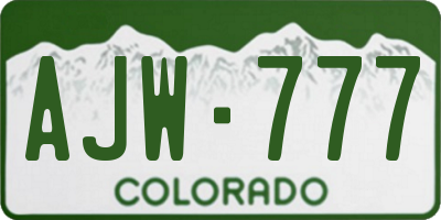 CO license plate AJW777