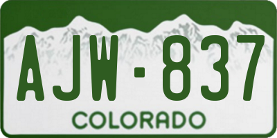 CO license plate AJW837