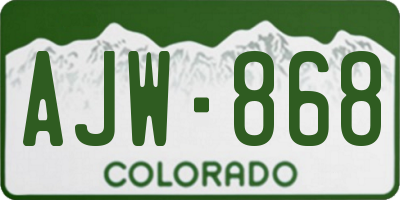 CO license plate AJW868