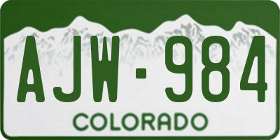 CO license plate AJW984