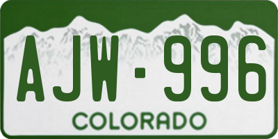 CO license plate AJW996