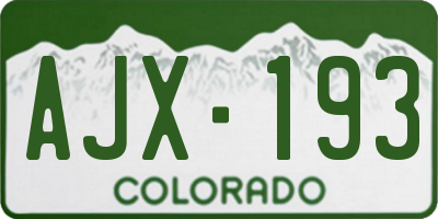 CO license plate AJX193