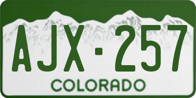 CO license plate AJX257