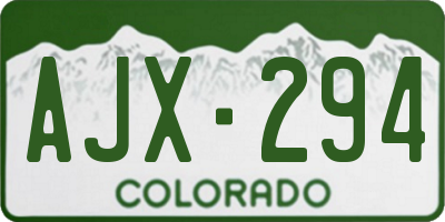 CO license plate AJX294