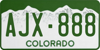 CO license plate AJX888