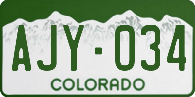 CO license plate AJY034