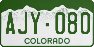 CO license plate AJY080