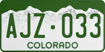 CO license plate AJZ033