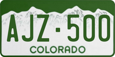 CO license plate AJZ500