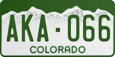 CO license plate AKA066