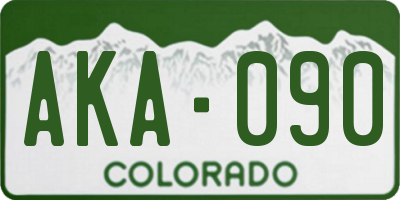 CO license plate AKA090