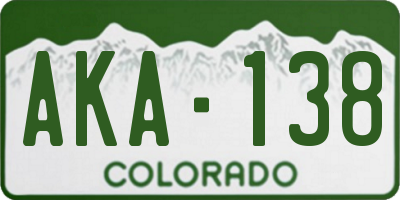 CO license plate AKA138