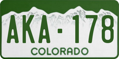 CO license plate AKA178