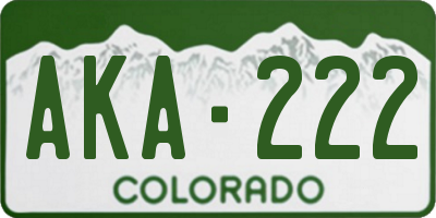 CO license plate AKA222
