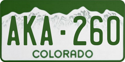 CO license plate AKA260