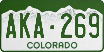 CO license plate AKA269