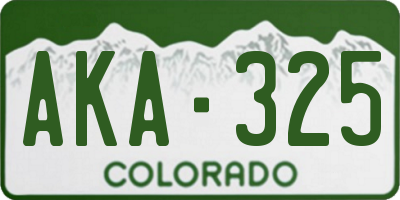 CO license plate AKA325