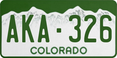 CO license plate AKA326