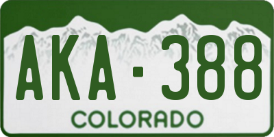 CO license plate AKA388