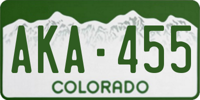 CO license plate AKA455