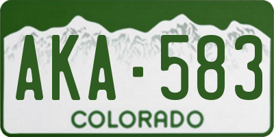 CO license plate AKA583