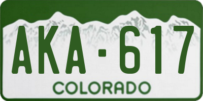 CO license plate AKA617