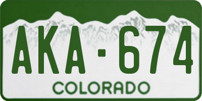 CO license plate AKA674