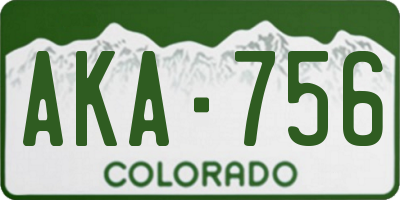 CO license plate AKA756