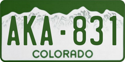 CO license plate AKA831