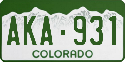 CO license plate AKA931