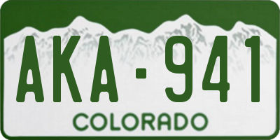 CO license plate AKA941