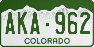 CO license plate AKA962
