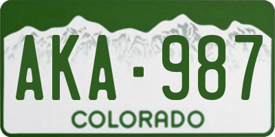 CO license plate AKA987