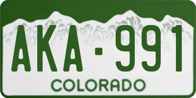 CO license plate AKA991