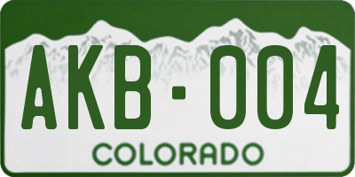 CO license plate AKB004