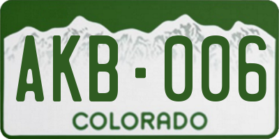 CO license plate AKB006