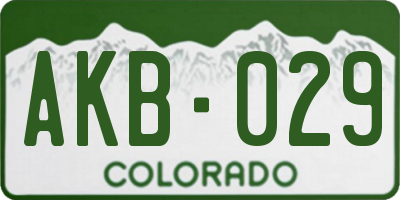 CO license plate AKB029