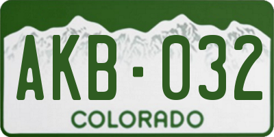 CO license plate AKB032