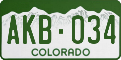 CO license plate AKB034